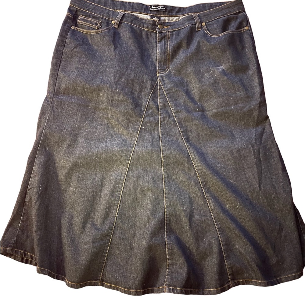 Dark blue, long blue, jean skirt, size 20